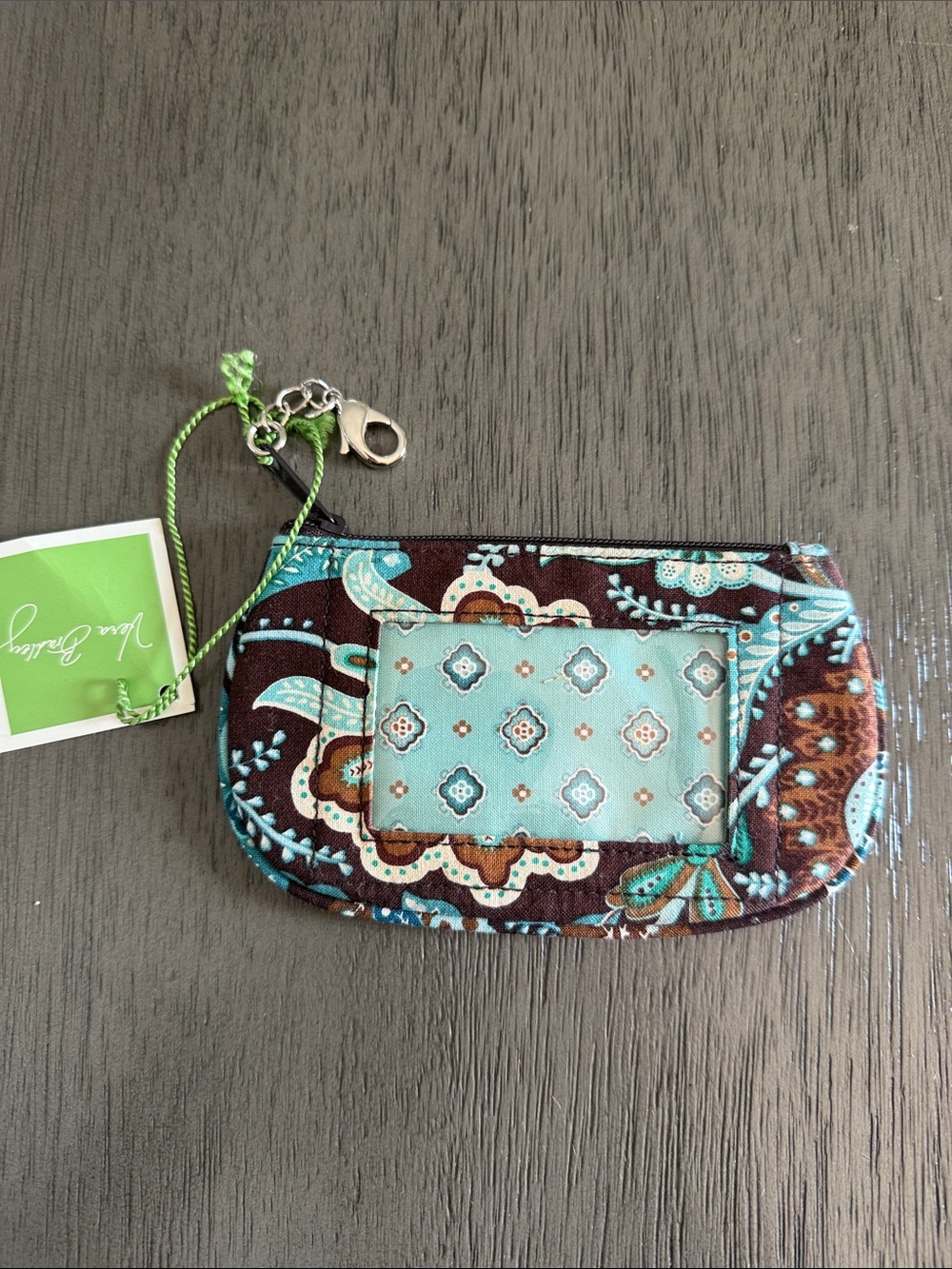 Vera Bradley Brown and Teal Quilted Paisley Coin Pouch - Picture 2 of 2